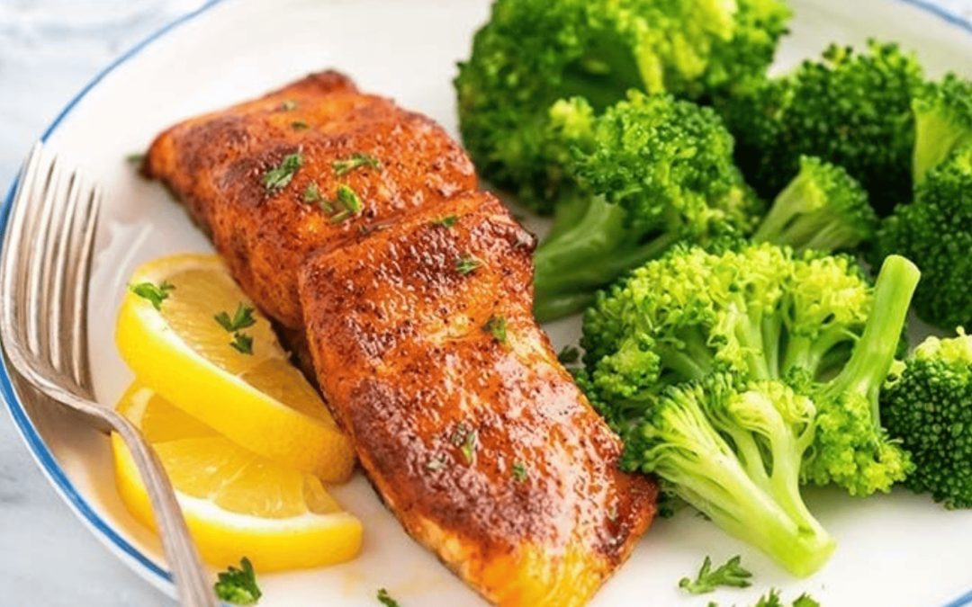 SALMÓN AL HORNO CON BRÓCOLI